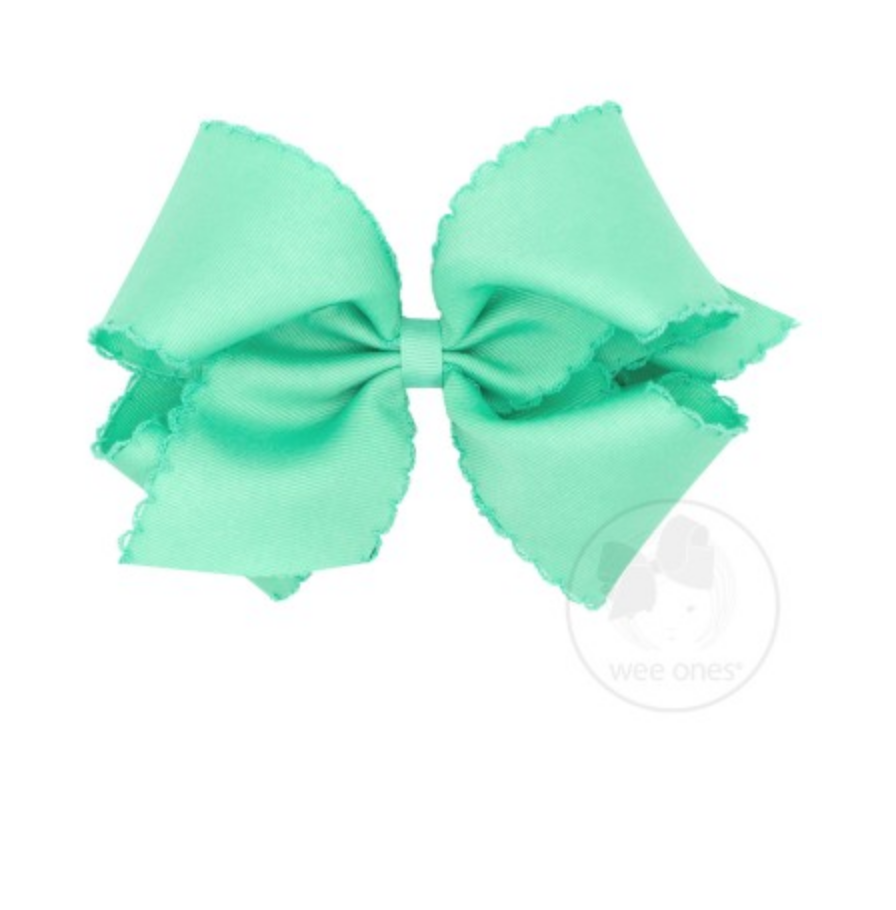 King Monotone Moonstitch Grosgrain Bow - Lucite Kids Hair Accessories Wee Ones   