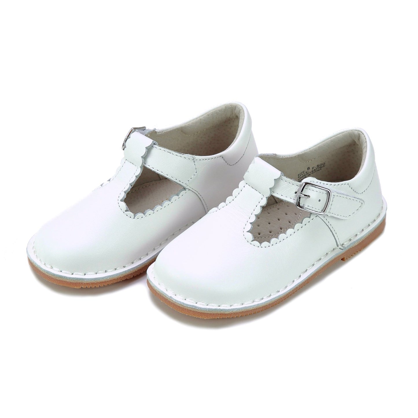 Selina Scalloped T-Strap Mary Jane - White Shoes L'Amour   