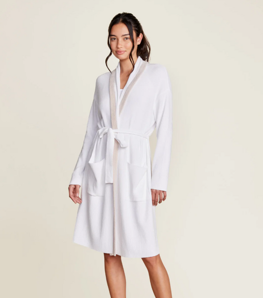 CozyChic Ultra Lite Tipped Ribbed Short Robe - Sea Salt / Shell Gifts Barefoot Dreams   