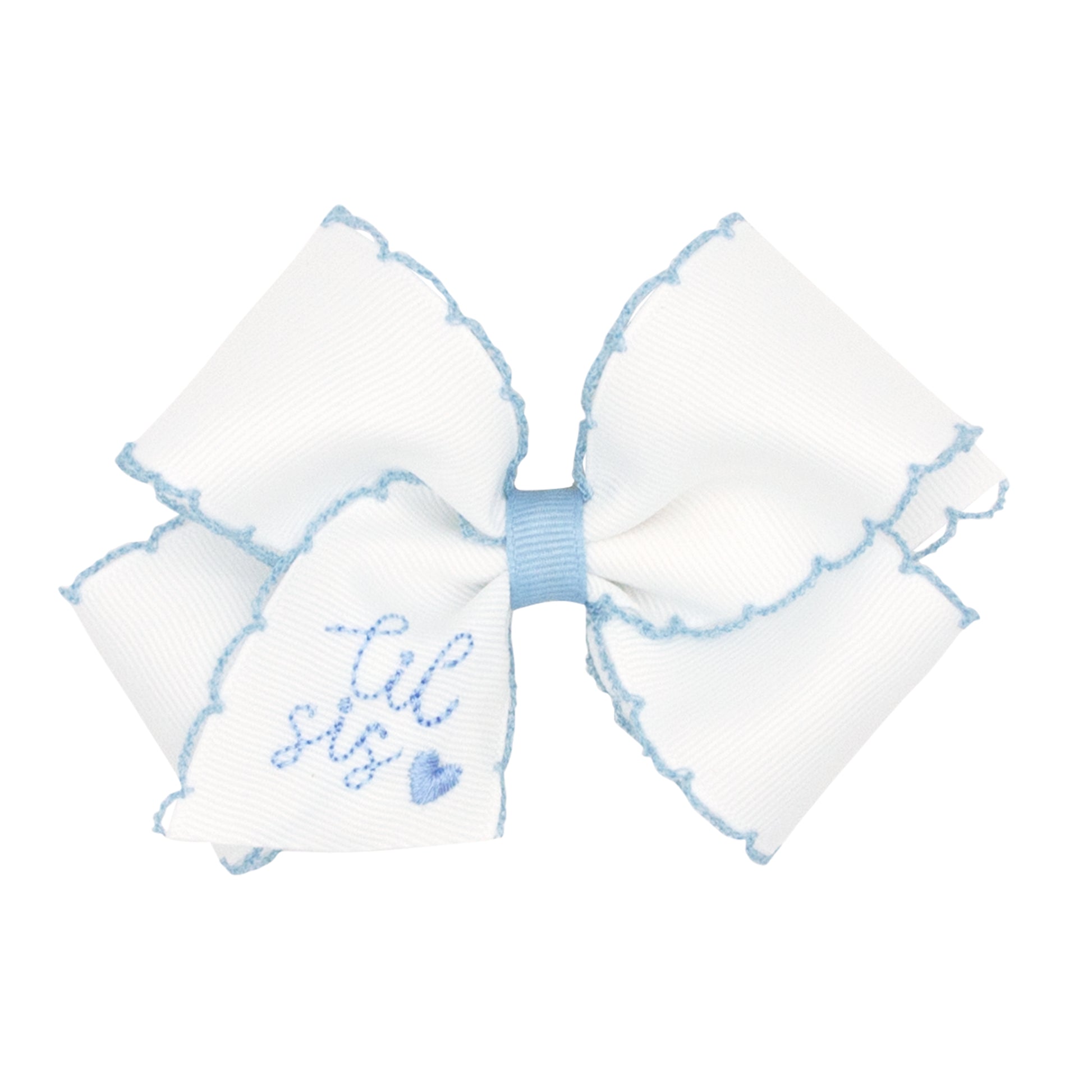 Small White w/ Millennium Blue Moonstitch Lil Sister Kids Hair Accessories Wee Ones   