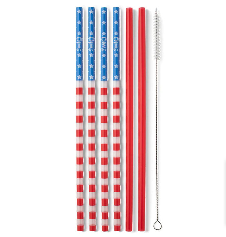 Stars & Stripes Reusable Straw Set (Tall) Insulated Drinkware Swig   