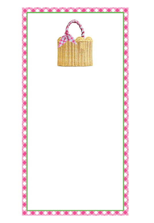 Straw Bag List Notepad Gifts WH Hostess   