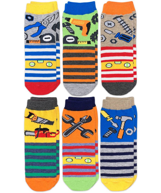 Tools Pattern Crew Socks 6 Pair Pack Kids Socks + Tights Jefferies Socks   