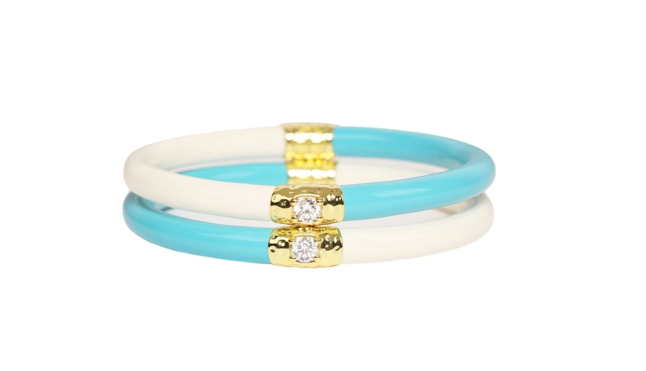 Ying Yang - Turquoise & Ivory All Weather Bangles (Set of 3) - SM Bracelets Budha Girl   