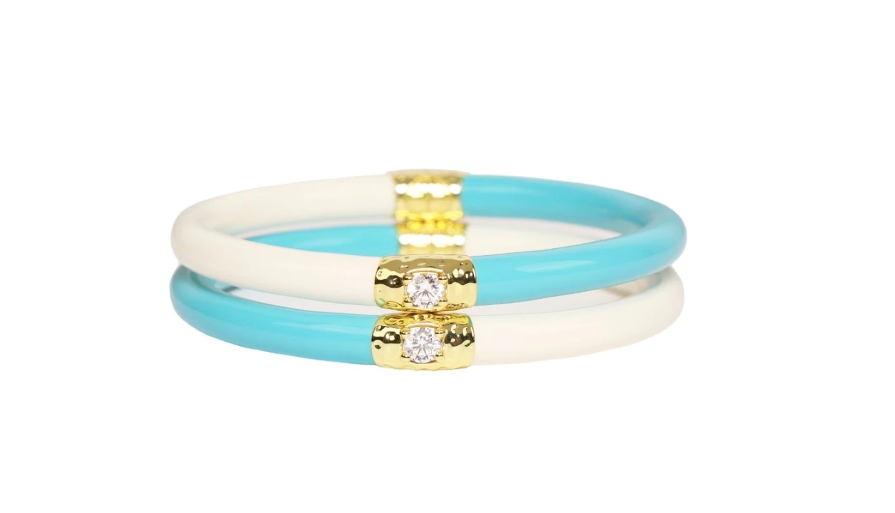 Ying Yang - Turquoise & Ivory All Weather Bangles (Set of 3) - MD Bracelets Budha Girl   