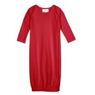 Unisex Long Sleeve Infant Gown - Red Baby Sleepwear Blanks Boutique Default Title  