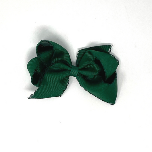 Medium Monotone Moonstitch Grosgrain Bow - Forest Green Kids Hair Accessories Wee Ones   