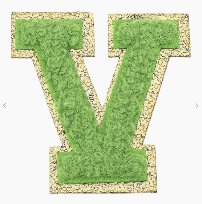 Stuck on You Large Chenille Glitter Varsity Letter Patch Misc Accessories Canvas V  