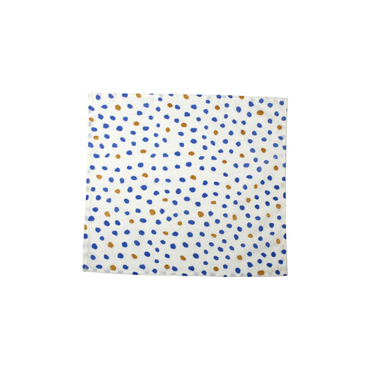 Bohemian Linens Dot Blue/Gold Napkins - Set of 4 Textiles Vietri   