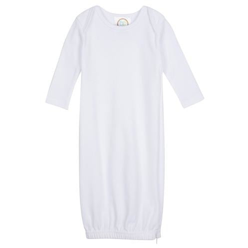 Unisex Long Sleeve Infant Gown - White Baby Sleepwear Blanks Boutique Default Title  