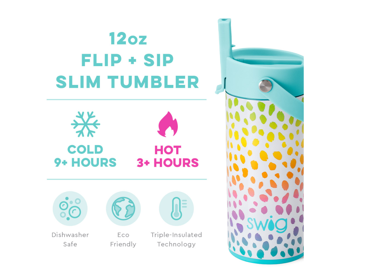 Wild Child Flip + Sip Slim Tumbler (12oz) Insulated Drinkware Swig   