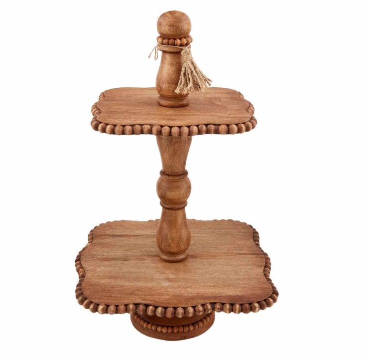 Wood Beaded Tiered Server Gifts Mudpie   