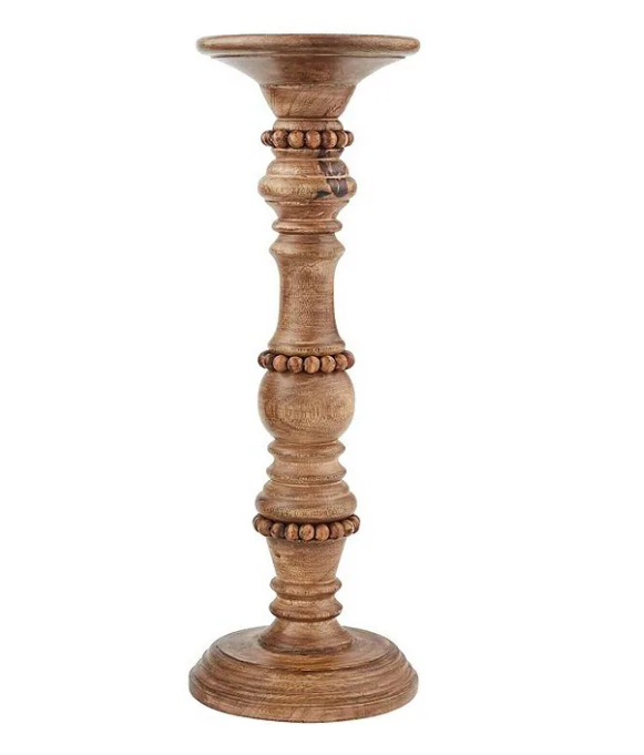 Wood Beaded Candlestick Home Decor Mudpie Small  