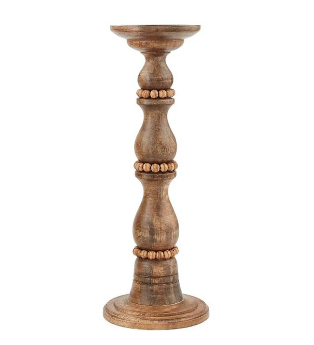 Wood Beaded Candlestick Home Decor Mudpie   