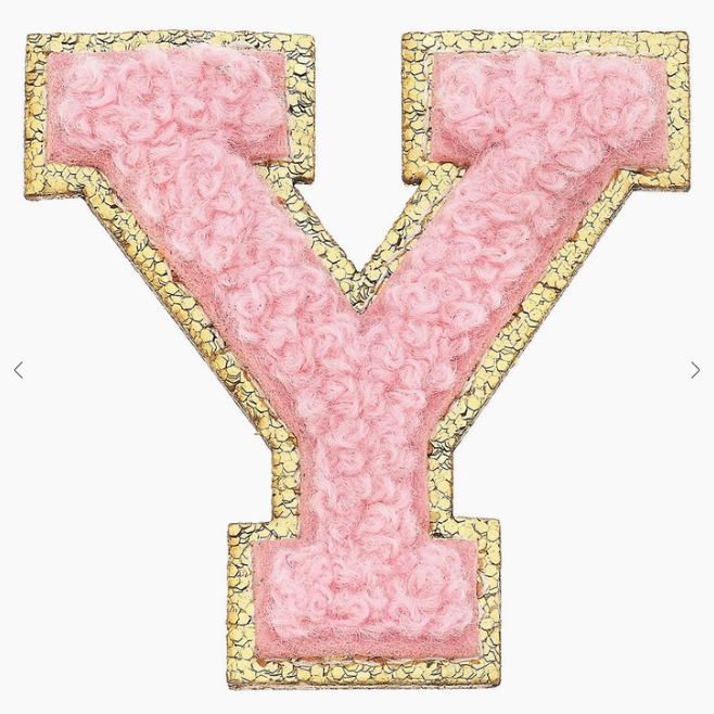 Stuck on You Large Chenille Glitter Varsity Letter Patch Misc Accessories Canvas Y  