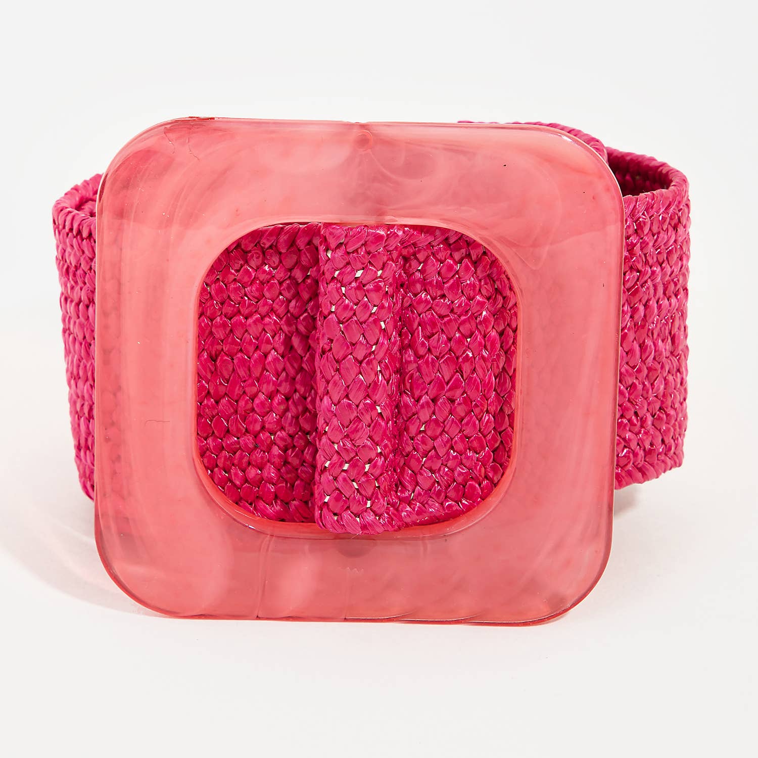Acetate Buckle Braided Elastic Belt - Fuchsia Misc Accessories Collections by Fame Accessories   