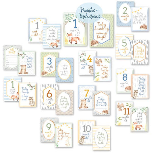 Itzy Moments Double Sided Milestone Cards - Woodland Baby Accessories Itzy Ritzy   