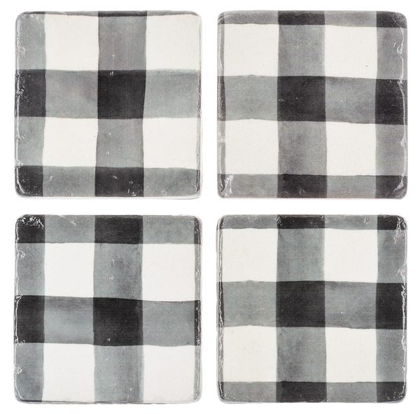 Black & White Gingham Coaster - Single Gifts Midwest-CBK   