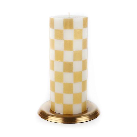 Check Pillar Candle - Gold & Ivory 6" Home Decor MacKenzie Childs   
