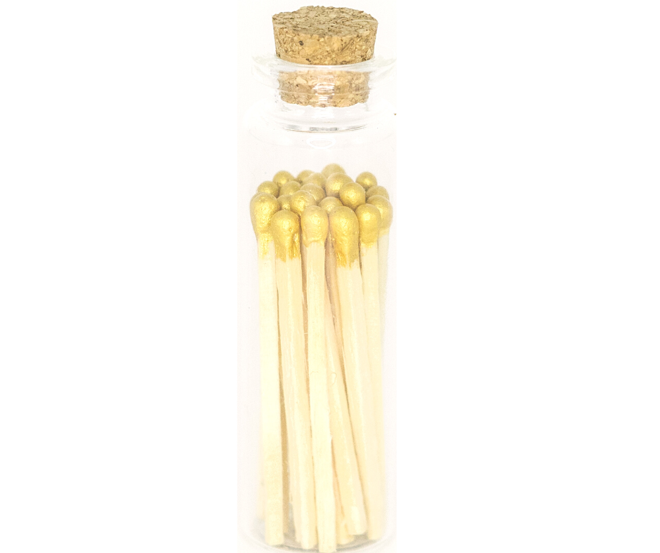 2in Gold Decorative Matches In Jar with striker Home Decor River Birch Candles   