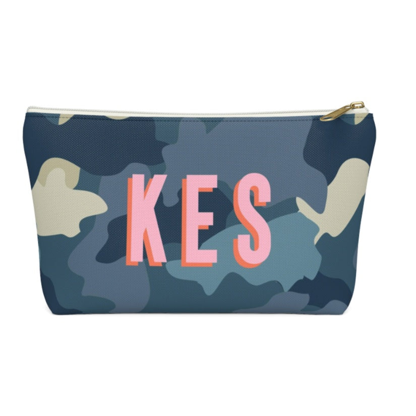 Small Zippered Pouch - Camo Blue Gifts Clairebella   