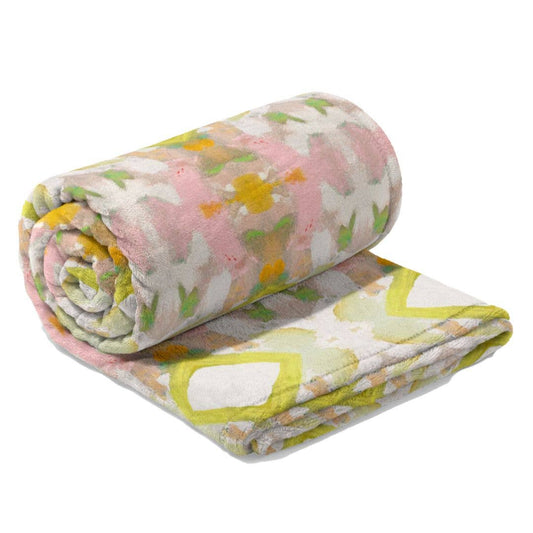 White Lotus Fleece Blanket: One Size Textiles Laura Park Designs   