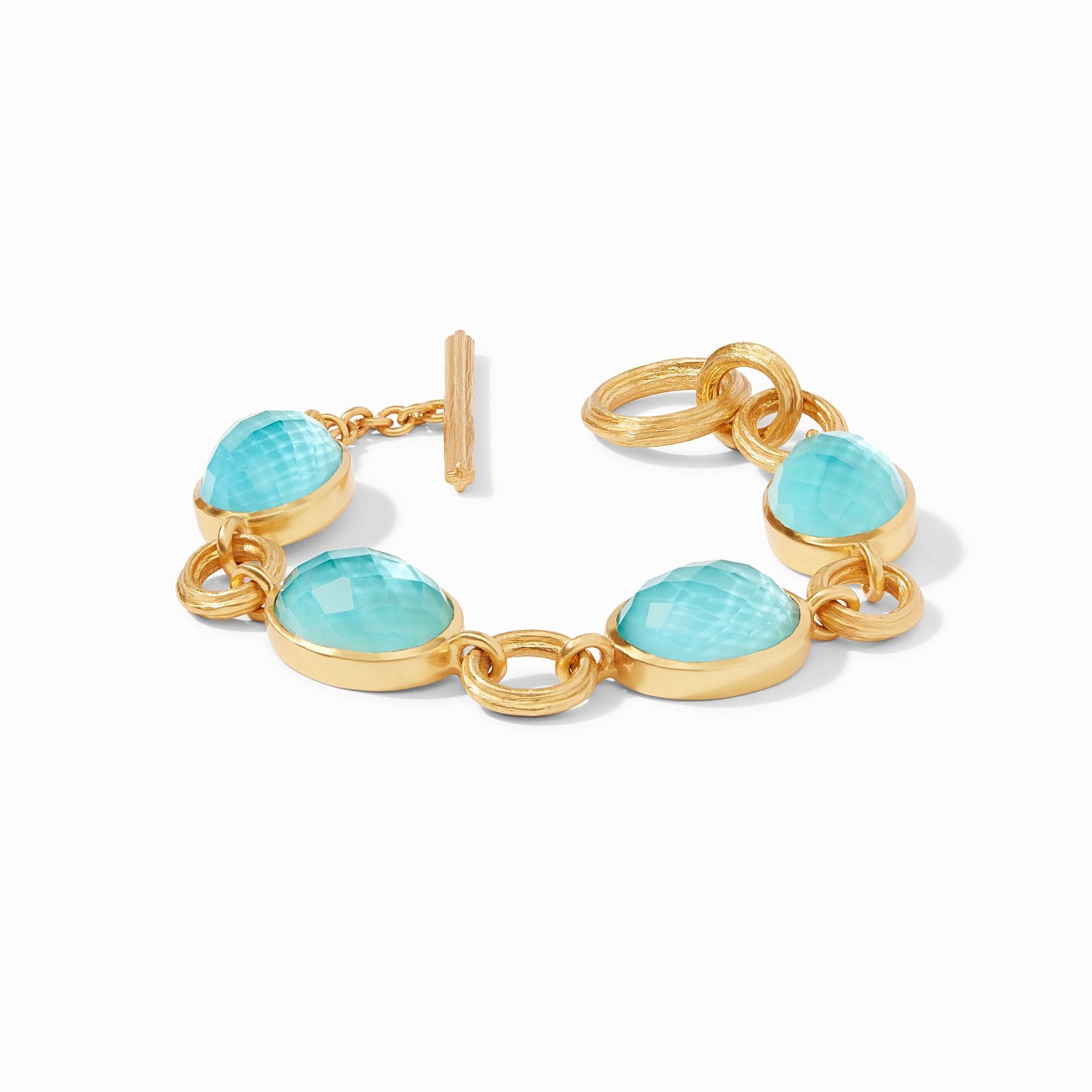 Barcelona Bracelet Gold - Iridescent Bahamian Blue Women's Jewelry Julie Vos   