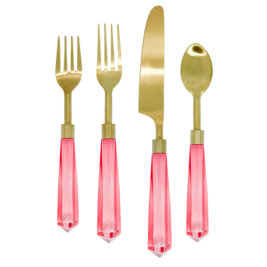 Pink Acrylic Flatware Set Kitchen + Entertaining Laura Park Designs   