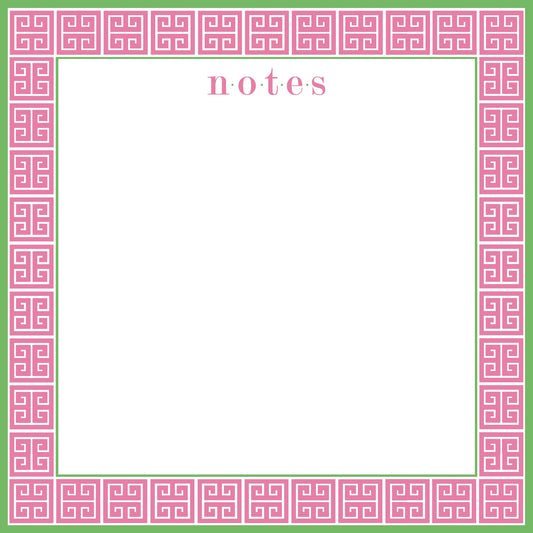 Hot Pink Greek Key Slab Notes Paper Goods WH Hostess   