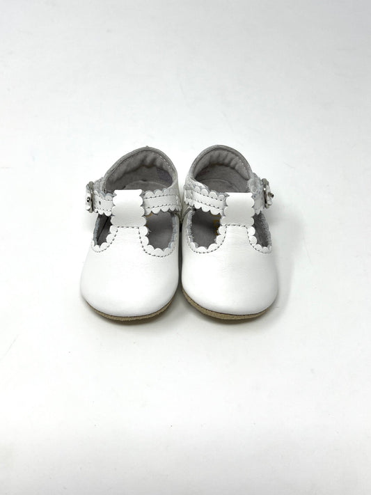 Elodie Scalloped T-Bar Crib Mary Jane - White Girls Shoes L'Amour