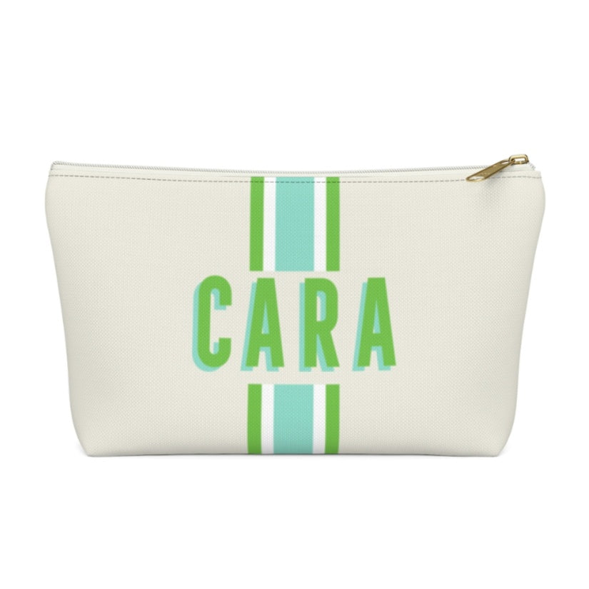 Large Zippered Pouch - Stripes Limeaide Gifts Clairebella   