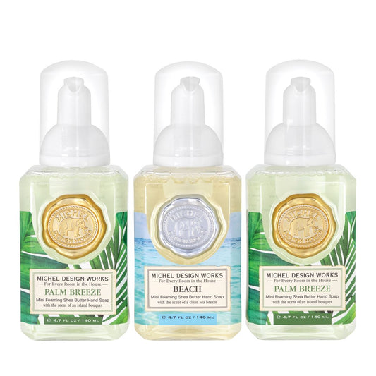 Mini Foaming Soap Set: Palm Breeze, Beach, Palm Breeze Self-Care Michel Design Works   