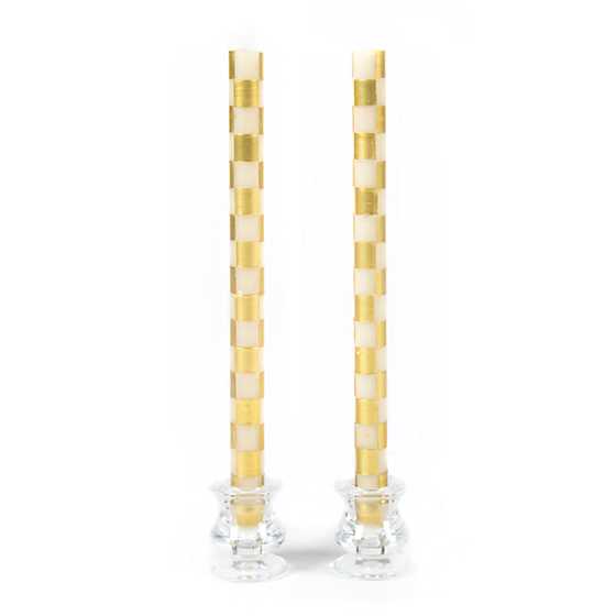 Check Dinner Candles - Gold & Ivory (set of 2) Home Decor MacKenzie Childs   