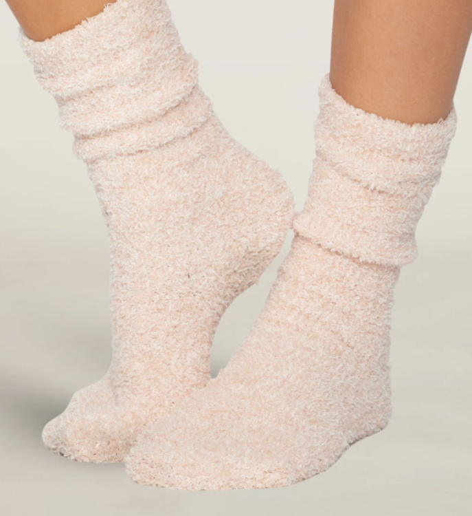 CozyChic Heathered Women's Socks - Dusty Rose/White Gifts Barefoot Dreams   