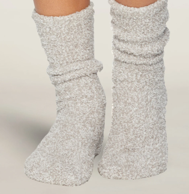 CozyChic Heathered Women's Socks - Oyster/White Gifts Barefoot Dreams   