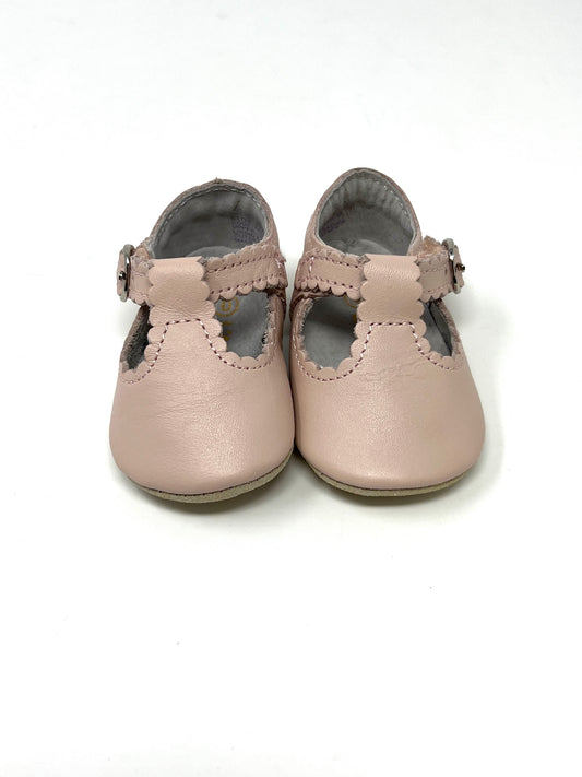 Elodie Scalloped T-Bar Crib Mary Jane - Pink Girls Shoes L'Amour   