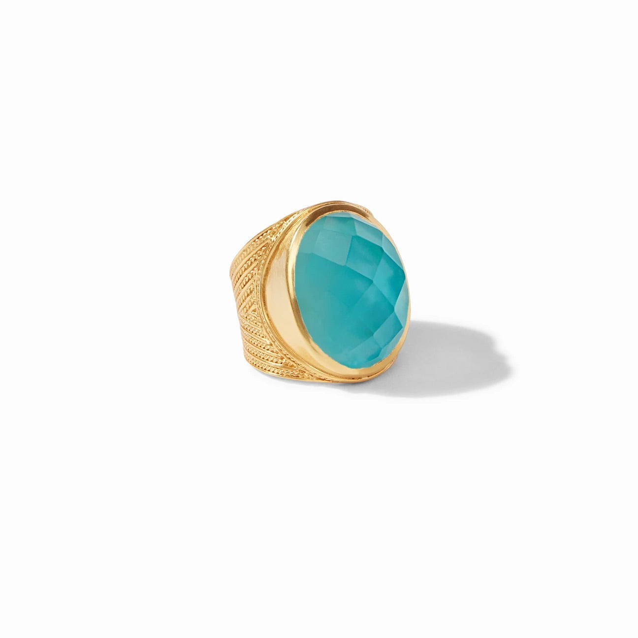 Verona Statement Ring Gold Iridescent Bahamian  Blue - Size 8 (Adjustable) Rings Julie Vos   