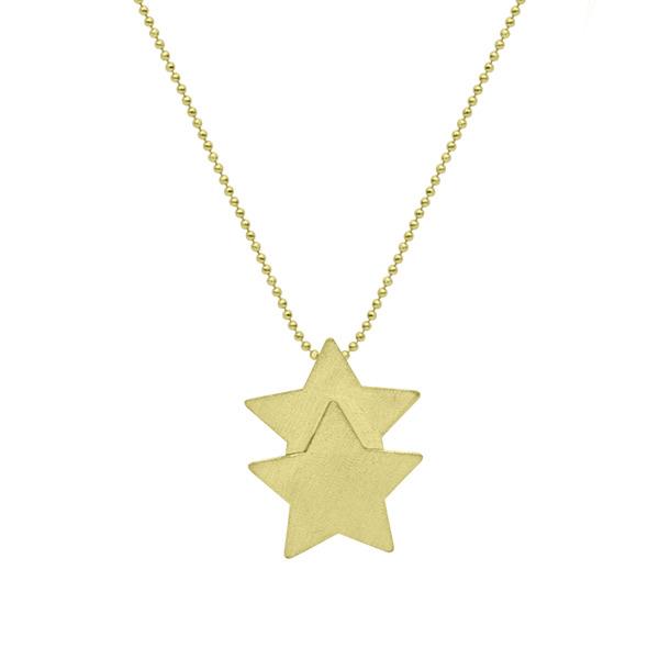 Gold Castor Necklace 2 Stars in a Row Women's Jewelry Sheila Fajl   