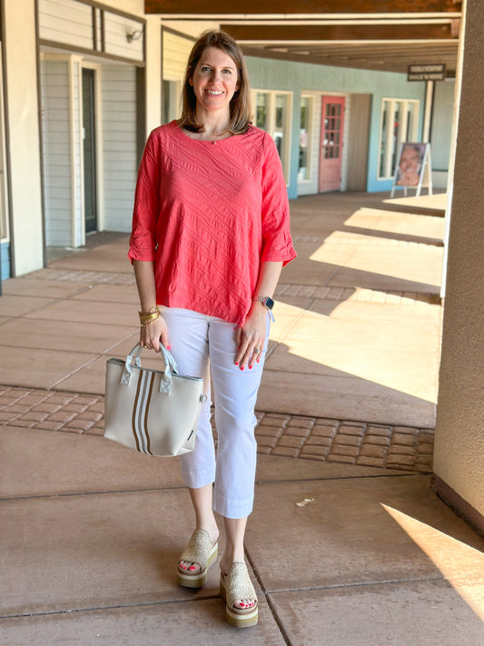 Coral Cascade Cotton Asymmetrical Tee Knits Habitat   