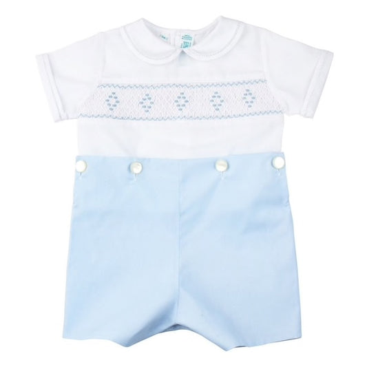 Smocked Diamond Bobby Suit Boys Bubbles + Rompers Feltman Brothers   