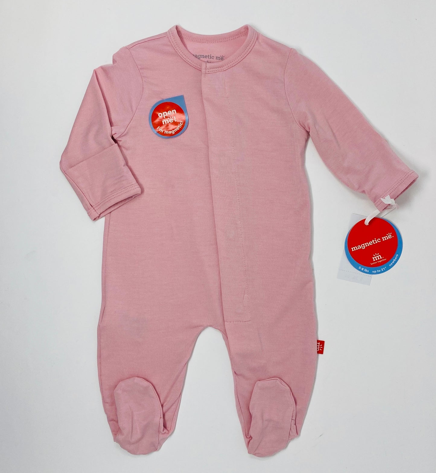 Dusty Rose Solid Modal Magnetic Footie Baby Sleepwear Magnetic Me   