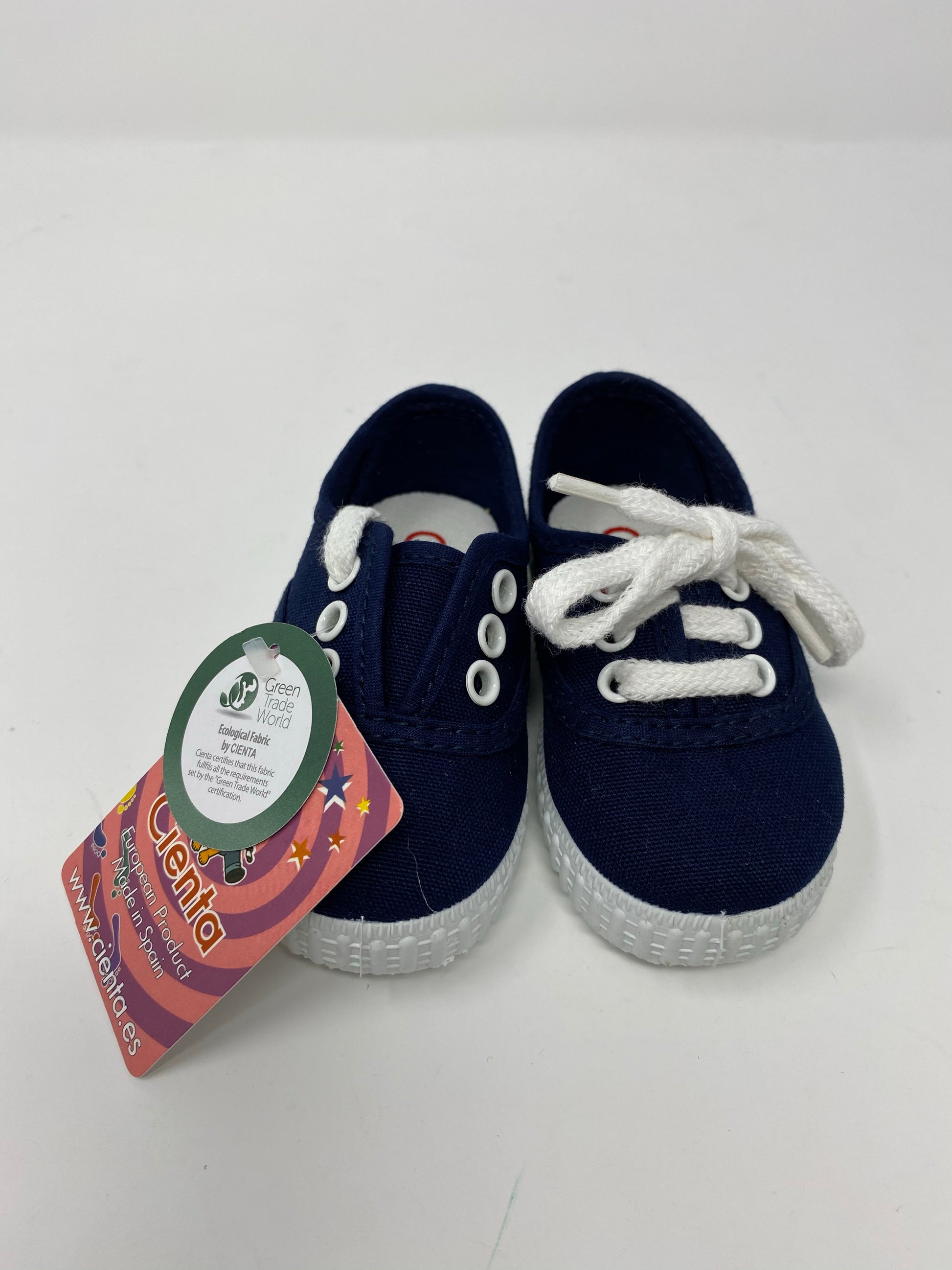 Laced Canvas Sneaker - Navy Shoes Cienta   