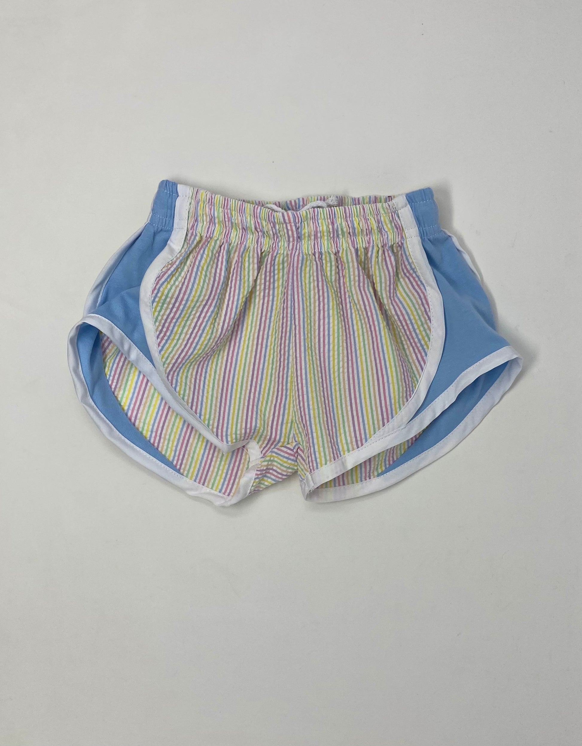 Multi Stripe Athletic Shorts with Blue Sides Girls Shorts Funtasia Too   