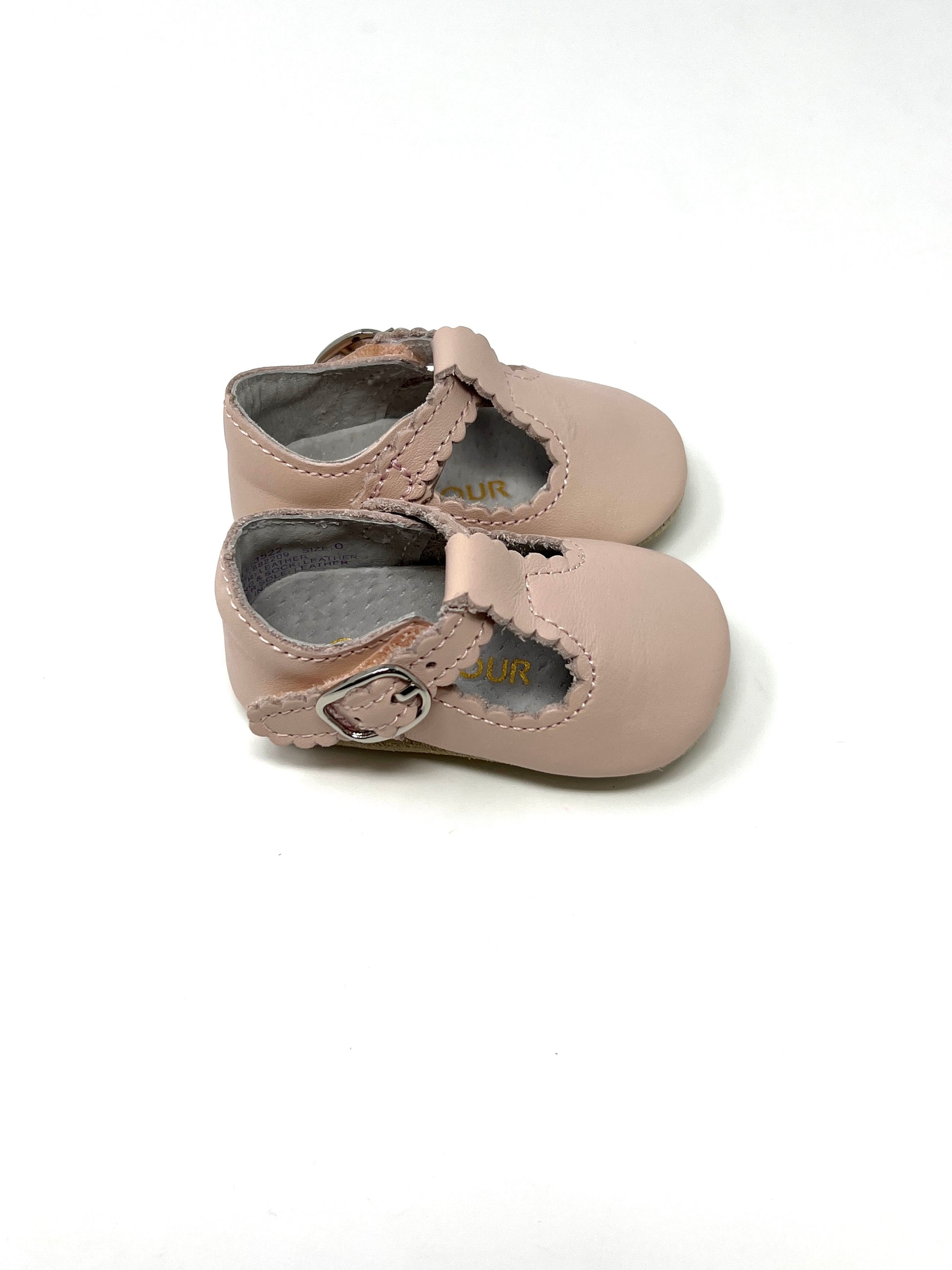 Elodie Scalloped T-Bar Crib Mary Jane - Pink Girls Shoes L'Amour   