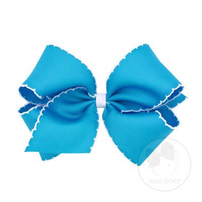 King Moonstitch Basic Bow Accessories Wee Ones Island Blue with White  