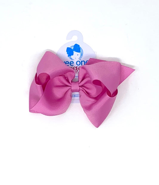 Mini King Grosgrain Bow - Rose Kids Hair Accessories Wee Ones   