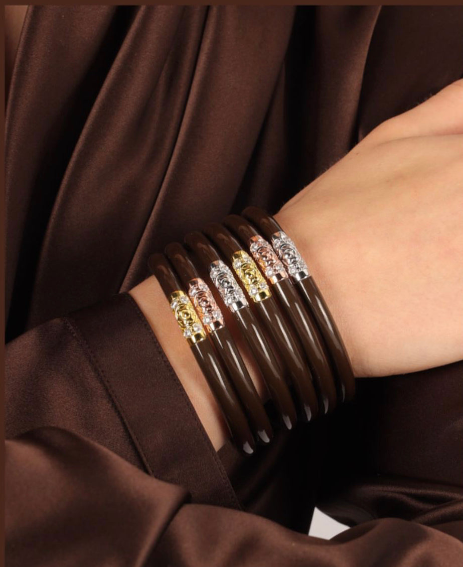 Chocolate Three Kings All Weather Bangles (Set of 3) - SM Bracelets Budha Girl   