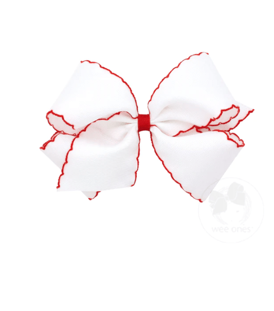 King Moonstitch Bow - White with Red Kids Hair Accessories Wee Ones