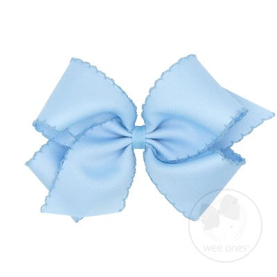 King Monotone Moonstitch Grosgrain Bow - Millenium Blue Kids Hair Accessories Wee Ones   