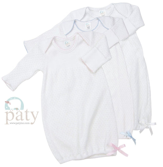 Long Sleeve Lap Shoulder Gown Baby Sleepwear Paty White